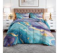 WHUOEUCO Abstract Marble Texture Single XL Coverless Duvet 150x200 cm, 7.5 Tog Large Single Comforter Set, 400GSM Washable Reversible Bed Quilt for All Seasons