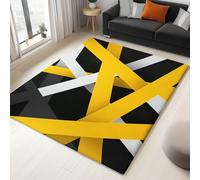 WHUOEUCO Area Rugs for Bedroom Living Room 120x180cm Geometric Lines Yellow Soft Short Pile Washable Carpet, Modern 3D Print Area Rug for Kids Room Floor Mat for Indoor Decor