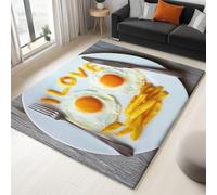 WHUOEUCO Area Rugs for Living Room 120x180cm Fried Eggs French Fries Soft Non Slip Short Pile Rug, Washable Modern Fluffy Carpet for Bedroom, Kids Room, Enterance, Office