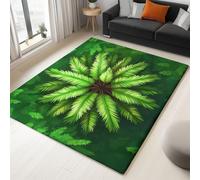 WHUOEUCO Area Rugs for Living Room 120x180cm Green Palm Leaves Soft Non Slip Short Pile Rug, Washable Modern Fluffy Carpet for Bedroom, Kids Room, Enterance, Office