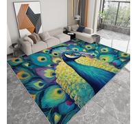 WHUOEUCO Area Rugs for Living Room Beautiful Peacock 180x240cm Soft Non Slip Short Pile Rug, Washable Modern Fluffy Carpet for Bedroom, Kids Room, Enterance, Office