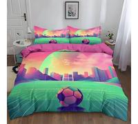 WHUOEUCO Bedding Set Cot-bed 120x150 cm Futuristic Football 3 Piece Duvet Cover Sets, Ultra Soft Poly-Cotton Quilt Cover & Pillowcases with Zipper Closure, for Kids Teens And Adults