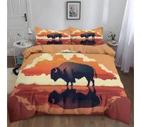WHUOEUCO Bedding Set Cot-bed 120x150 cm Minimalist Bison 3 Piece Duvet Cover Sets, Ultra Soft Poly-Cotton Quilt Cover & Pillowcases with Zipper Closure, for Kids Teens And Adults