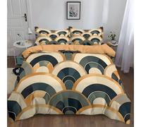 WHUOEUCO Bedding Set Double 200x200 cm Art Deco Gold 3 Piece Duvet Cover Sets, Ultra Soft Poly-Cotton Quilt Cover & Pillowcases with Zipper Closure, for Kids Teens And Adults