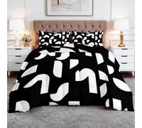 WHUOEUCO Black And White Abstract Letters Coverless Duvet 260x220 cm, Super King Duvet Set 7.5 Tog with 2 Pillowcases, Washable Reversible Soft Lightweight Warm All Season Comforter Set