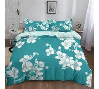 WHUOEUCO Comforter Cover Set Cot-bed 120x150 cm Cherry Blossom Line Art 3D Printed Duvet Cover Bedding Sets, Soft Polycotton Quilt Covers 3 Pieces with Zipper, for Kids Adults Teens