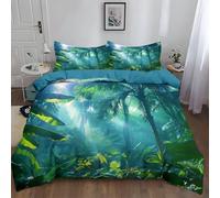 WHUOEUCO Comforter Cover Set Single 135x200 cm Tropical Rainforest 3D Printed Duvet Cover Bedding Sets, Soft Polycotton Quilt Covers 3 Pieces with Zipper, for Kids Adults Teens