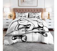 WHUOEUCO Coverless Duvet 7.5 Tog Double 200x200 cm Scooter Toad, Reversible 3-Piece Comforter Set, Soft Breathable Lightweight Quilted Bedding for All Seasons