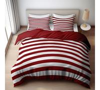 WHUOEUCO Double Duvet Set Cot-bed 120x150 cm Geometric Stripes Red 3D Printed Bedding Set, Ultrasoft Hypoallergenic Polyester Cotton Quilt Cover with 2 Pillowcases, Zipper Closure