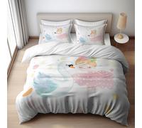 WHUOEUCO Duvet Cover Set Cot-bed 120x150 cm Cute Cartoon Fantasy Girl 3D Print Bedding Set 3 Pieces with Zipper, Anti Allergic Polycotton Quilt Cover with 2 Pillowcases, for Adults Boys Girls