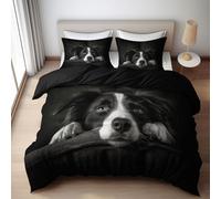 WHUOEUCO Duvet Cover Set Double 200x200 cm Animal Shepherd Dog 3D Print Bedding Set 3 Pieces with Zipper, Anti Allergic Polycotton Quilt Cover with 2 Pillowcases, for Adults Boys Girls