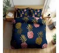 WHUOEUCO Duvet Cover Set King 220x230 cm Abstract fruit pineapple 3D Print Bedding Set 3 Pieces with Zipper, Anti Allergic Polycotton Quilt Cover with 2 Pillowcases, for Adults Boys Girls
