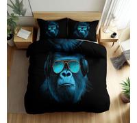 WHUOEUCO Duvet Cover Set Single 135x200 cm Animal chimpanzee 3D Printed Bedding Set, Soft Polycotton Comforter Cover Sets with 2 Pillowcases, for Bedroom Kids Room Home Decor
