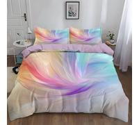 WHUOEUCO Duvet Cover Set Single 135x200 cm Colorful Abstract Feathers 3D Printed Bedding Set, Soft Polycotton Comforter Cover Sets with 2 Pillowcases, for Bedroom Kids Room Home Decor
