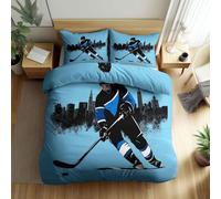 WHUOEUCO Duvet Cover Set Super King 220x260 cm ice hockey players 3D Printed Bedding Set, Soft Polycotton Comforter Cover Sets with 2 Pillowcases, for Bedroom Kids Room Home Decor