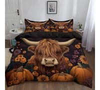 WHUOEUCO Duvet Cover Sets King 220x230 cm Yak Pumpkin Blossom Ultrasoft Durable 3 Pcs Bedding Set with Zipper Closure, 1 Quilt Cover 2 Pillow Cases, for Kids Adult Bedroom Decor