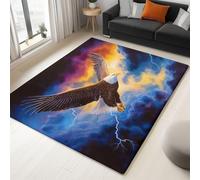 WHUOEUCO Indoor Area Rugs 180x240cm Bird Bald Eagle Lightning Modern Print Rug, Non-Slip Machine Washable Super Soft Floor Carpet for Bedroom Children's Room Home Decor
