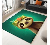 WHUOEUCO Indoor Area Rugs 60x120cm Cartoon Cute Animal Sloth Modern Print Rug, Non-Slip Machine Washable Super Soft Floor Carpet for Bedroom Children's Room Home Decor