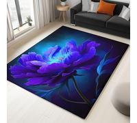 WHUOEUCO Indoor Area Rugs 60x120cm Fantasy Peony Purple Modern Print Rug, Non-Slip Machine Washable Super Soft Floor Carpet for Bedroom Children's Room Home Decor