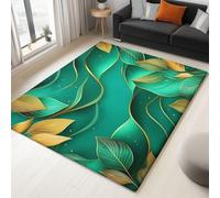 WHUOEUCO Indoor Area Rugs 60x120cm Green Wavy Pattern Leaves Modern Print Rug, Non-Slip Machine Washable Super Soft Floor Carpet for Bedroom Children's Room Home Decor
