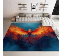 WHUOEUCO Indoor Area Rugs Flame Phoenix Bird 80x150cm Modern Print Rug, Non-Slip Machine Washable Super Soft Floor Carpet for Bedroom Children's Room Home Decor