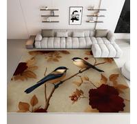 WHUOEUCO Indoor Area Rugs Flowers Sparrow Bird 140x200cm Modern Print Rug, Non-Slip Machine Washable Super Soft Floor Carpet for Bedroom Children's Room Home Decor