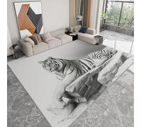 WHUOEUCO Indoor Area Rugs Gray Animal Tiger 160x230cm Modern Print Rug, Non-Slip Machine Washable Super Soft Floor Carpet for Bedroom Children's Room Home Decor
