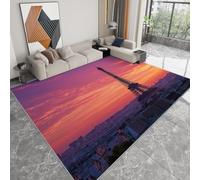 WHUOEUCO Indoor Area Rugs Paris Sunset Scenery 180x240cm Modern Print Rug, Non-Slip Machine Washable Super Soft Floor Carpet for Bedroom Children's Room Home Decor