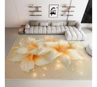 WHUOEUCO Indoor Area Rugs Plant Lily 180x240cm Modern Print Rug, Non-Slip Machine Washable Super Soft Floor Carpet for Bedroom Children's Room Home Decor