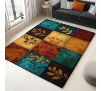 WHUOEUCO Large Area Rugs 180x240cm Leaf Block Puzzle Washable Rug Living Room, Soft Non Slip Area Rugs, Short Pile Bedroom Carpet for Dining Room Kitchen Nursary Office