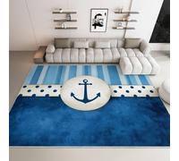 WHUOEUCO Large Area Rugs Blue Polka Dot Stripes 80x150cm Washable Rug Living Room, Soft Non Slip Area Rugs, Short Pile Bedroom Carpet for Dining Room Kitchen Nursary Office