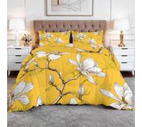 WHUOEUCO Magnolia Floral And Branches Single XL Coverless Duvet 150x200 cm, 7.5 Tog Large Single Comforter Set, 400GSM Washable Reversible Bed Quilt for All Seasons