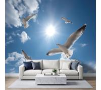 WHUOEUCO Photo Wall Summer Sky Seagulls Birds Wallpaper Murals | Non-Woven Photo Wallpaper 500x280 cm 3D Effect, Living Room Bedroom Home Decoration Poster Wall Art Covering