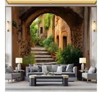 WHUOEUCO Photo Wallpaper Ancient Architecture Plants 350x256 cm Fashion Art Wall Mural Non-Woven Large 3D Poster, Living Room TV Background Bedroom Decoration Mural