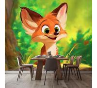 WHUOEUCO Photo Wallpaper Cartoon Little Fox 400x280 cm Fashion Art Wall Mural Non-Woven Large 3D Poster, Living Room TV Background Bedroom Decoration Mural