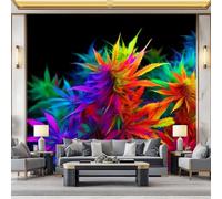 WHUOEUCO Photo Wallpaper Colorful Plant Leaves 250x175 cm Fashion Art Wall Mural Non-Woven Large 3D Poster, Living Room TV Background Bedroom Decoration Mural