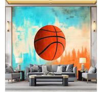 WHUOEUCO Photo Wallpaper Murals Basketball Graffiti 400x280 cm 3D Panoramic Wallpaper, Modern Non-Woven Wall Mural, for Bedroom Living Room TV Backdrop Interior Decor