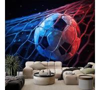 WHUOEUCO Photo Wallpaper Murals Blue and red Hand-Painted Soccer Ball 500x280 cm 3D Panoramic Wallpaper, Modern Non-Woven Wall Mural, for Bedroom Living Room TV Backdrop Interior Decor