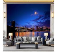 WHUOEUCO Photo Wallpaper Murals Brooklyn Bridge New York City 500x280 cm 3D Panoramic Wallpaper, Modern Non-Woven Wall Mural, for Bedroom Living Room TV Backdrop Interior Decor