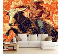 WHUOEUCO Photo Wallpaper Murals Rodeo Bull Riding 200x140 cm 3D Panoramic Wallpaper, Modern Non-Woven Wall Mural, for Bedroom Living Room TV Backdrop Interior Decor