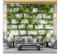 WHUOEUCO Photo Wallpaper Murals Stone Wall Texture Moss 500x280 cm 3D Panoramic Wallpaper, Modern Non-Woven Wall Mural, for Bedroom Living Room TV Backdrop Interior Decor