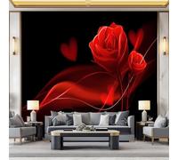WHUOEUCO Photo Wallpaper Red Heart Roses 200x140 cm Fashion Art Wall Mural Non-Woven Large 3D Poster, Living Room TV Background Bedroom Decoration Mural