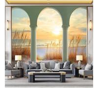 WHUOEUCO Photo Wallpaper Seaside Dune Arch 350x256 cm Fashion Art Wall Mural Non-Woven Large 3D Poster, Living Room TV Background Bedroom Decoration Mural