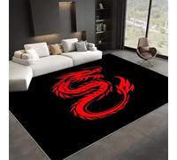 WHUOEUCO Rugs for Living Room Red Chinese Dragon 60x120cm Washable Area Rug with Non-Slip Backing, Soft Short Pile Carpet for Bedroom Dining Room Kitchen Home Office