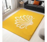 WHUOEUCO Rugs Living Room Large 60x120cm Simple Feather Flower Washable Bedroom Rug Non Slip Area Rugs, 3D Print Faux Wool Kitchen Carpet for Dining Room Office Decor