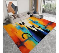 WHUOEUCO Rugs Living Room Large Abstract Animal Cat 140x200cm Washable Bedroom Rug Non Slip Area Rugs, 3D Print Faux Wool Kitchen Carpet for Dining Room Office Decor