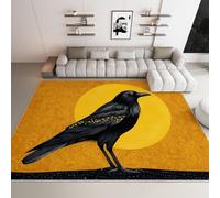 WHUOEUCO Rugs Living Room Large Black Raven Bird 160x230cm Washable Bedroom Rug Non Slip Area Rugs, 3D Print Faux Wool Kitchen Carpet for Dining Room Office Decor