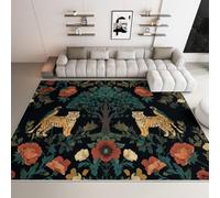 WHUOEUCO Rugs Living Room Large Flowers Tiger Bird 180x240cm Washable Bedroom Rug Non Slip Area Rugs, 3D Print Faux Wool Kitchen Carpet for Dining Room Office Decor