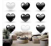 WHUOEUCO Wall Mural Wallpaper Black and White Romantic Heart 500x280 cm 3D Large Photo Wallpaper, Waterproof Non-Woven Wall Covering for Living Room Bedroom Kitchen Office Decor