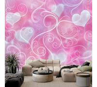 WHUOEUCO Wall Mural Wallpaper Pink Heart Pattern 200x140 cm 3D Large Photo Wallpaper, Waterproof Non-Woven Wall Covering for Living Room Bedroom Kitchen Office Decor